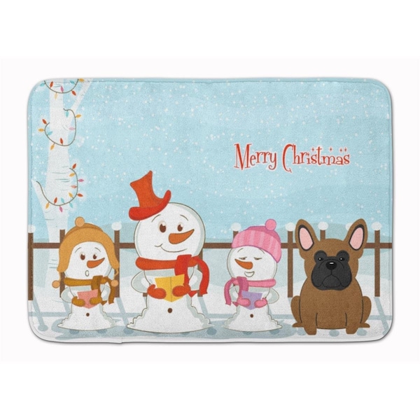 Carolines Treasures Merry Christmas French Bulldog Brown Machine Washable Memory Foam Mat BB2344RUG - main